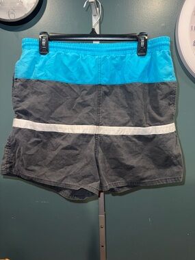 David Taylor Men's Colorblock Athletic Shorts - Bright Blue, Charcoal & White